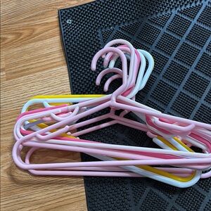 Set of Pink and Yellow Plastic Hangers Children Hangers 10 Count